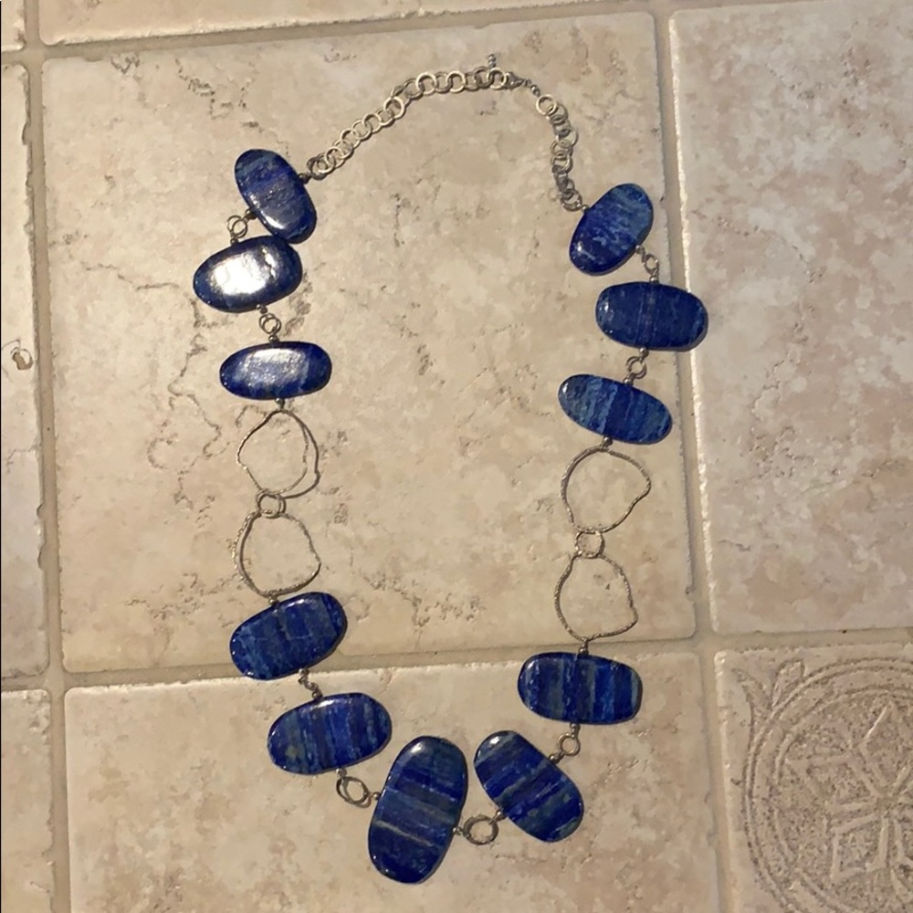 Silver and stone necklace